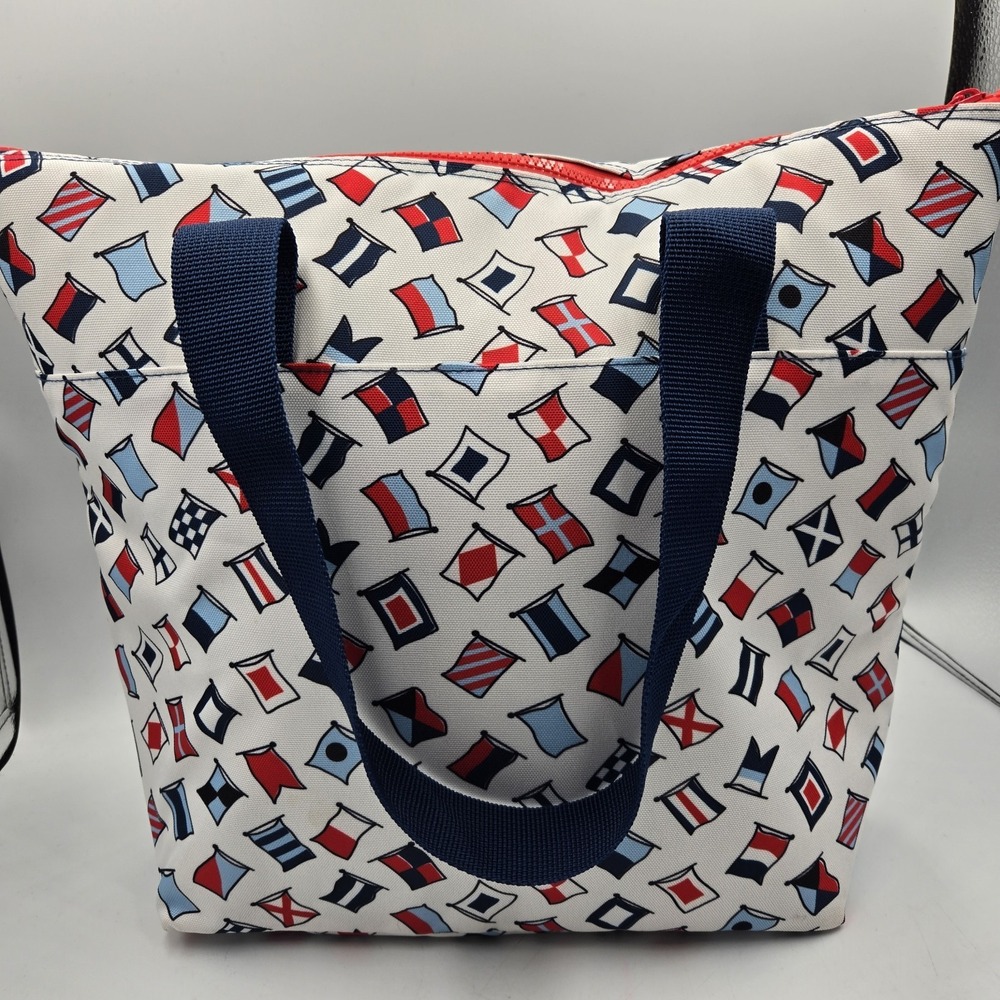 Nautica Insulated Tote Bag Cooler Large W/ Nylon Flag print Double Handle & Zip - Picture 3 of 6